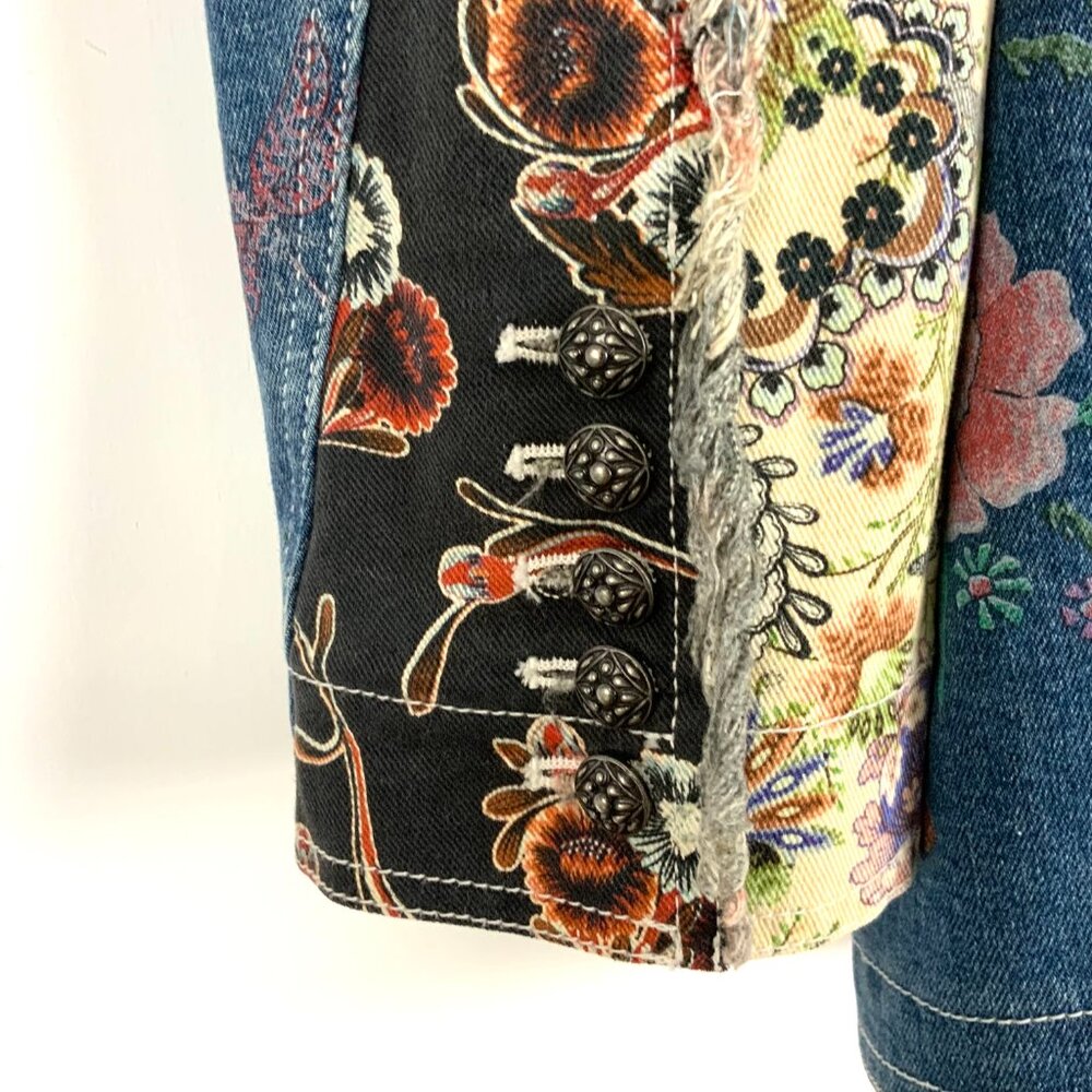 Roberto Cavalli Denim Patchwork Luxury Boho Glam Jacket Italy Sz 46(10-12) - Picture 14 of 16